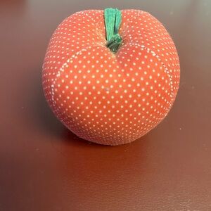 Cottagecore Vintage Handmade Apple Shape Pin Cushion Polkadots Fabric Life Size